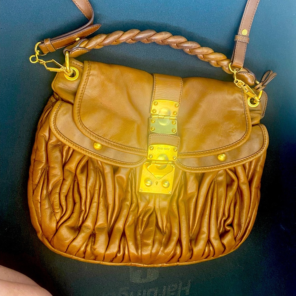 Miu miu brown leather handbag, very good condition, no flaws